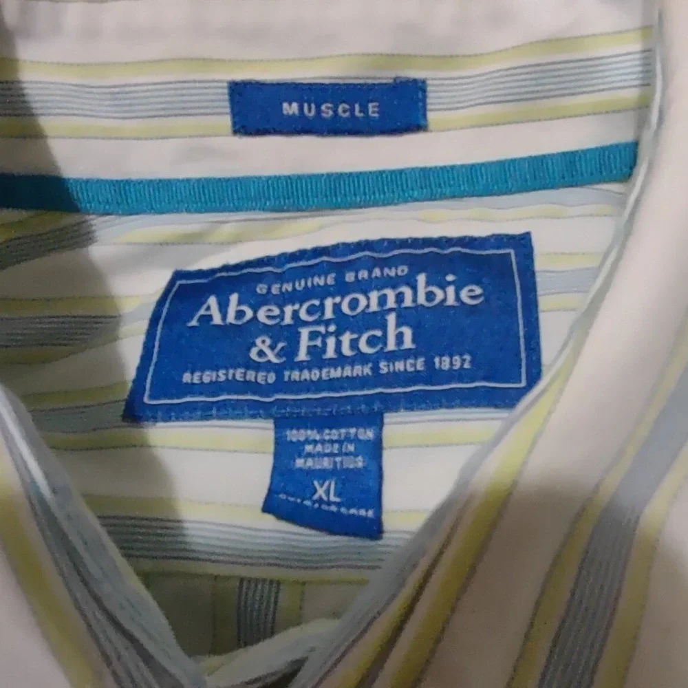 Abercrombie & Fitch Dress Shirt Mens XLarge Muscle Striped Button Up Long Sleeve
